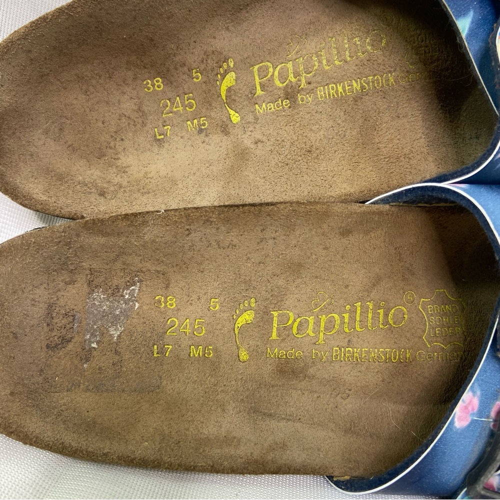 Papillio Sz 38/7/7.5 N Blue Slide Birko-flor flower floral Women Sandals - Picture 7 of 7
